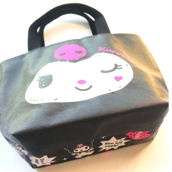 Hello Kitty Kuromi Rectangle Insulated Lunch Bag ages 3+  Kuromi Bag Lunch or Makeup Insulated Black & Pink